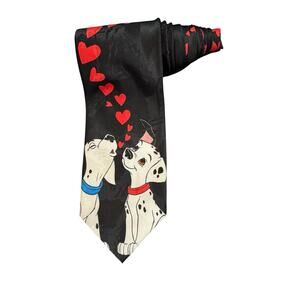 Disney 101 Dalmatians Dogs Puppy Hearts Valentines Day Novelty Necktie Polyester